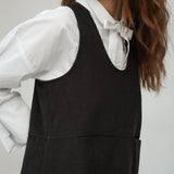 Willow Organic Cotton Corduroy Dress in Charcoal
