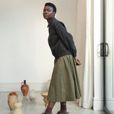 Andie Organic Cotton Corduroy Overshirt in Charcoal