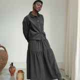 Cecilia Organic Cotton Corduroy Skirt in Charcoal