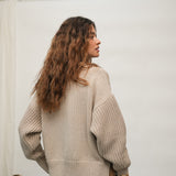 Emmy Organic Cotton Knitted Jumper in Beige Marl