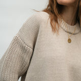 Emmy Organic Cotton Knitted Jumper in Beige Marl