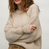 Emmy Organic Cotton Knitted Jumper in Beige Marl