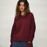 Emmy Organic Cotton Knitted Jumper in Bordeaux