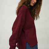 Emmy Organic Cotton Knitted Jumper in Bordeaux