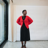 Evelyn Mohair Knitted Cardigan in Tomato