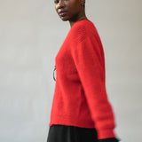 Evelyn Mohair Knitted Cardigan in Tomato