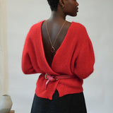 Evelyn Mohair Knitted Cardigan in Tomato