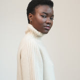 Isabella Lambswool Knitted Jumper in Off White Marl