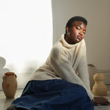 Isabella Lambswool Knitted Jumper in Off White Marl