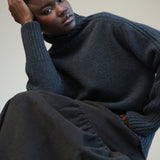 Isabella Lambswool Knitted Jumper in Navy Marl