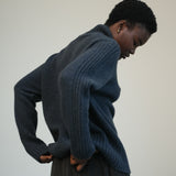 Isabella Lambswool Knitted Jumper in Navy Marl