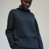 Isabella Lambswool Knitted Jumper in Navy Marl
