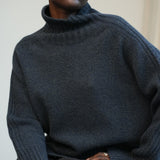 Isabella Lambswool Knitted Jumper in Navy Marl