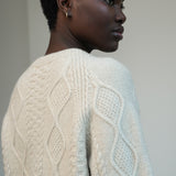 Kelly Lambswool Knitted Jumper in Off White Marl