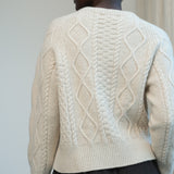 Kelly Lambswool Knitted Jumper in Off White Marl
