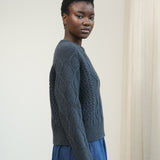 Kelly Lambswool Knitted Jumper in Navy Marl