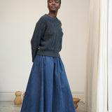 Kelly Lambswool Knitted Jumper in Navy Marl