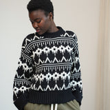 Leo-Sue Organic Cotton Knitted Jumper in Black Fair Isle