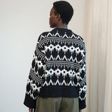 Leo-Sue Organic Cotton Knitted Jumper in Black Fair Isle