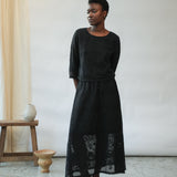 Lyla-Fay Cotton Lace Skirt in Black by HANNAH BEAUMONT