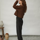 Orla Organic Cotton Corduroy Trousers in Charcoal