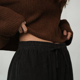 Orla Organic Cotton Corduroy Trousers in Charcoal
