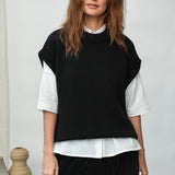 Piper Organic Cotton Knitted Vest in Black