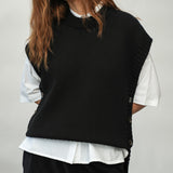 Piper Organic Cotton Knitted Vest in Black
