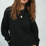 Emmy Organic Cotton Knitted Jumper in Black