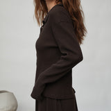 Victoria-Rae Organic Cotton Rib Shirt in Cacao