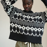 Leo-Sue Organic Cotton Knitted Jumper in Black Fairisle