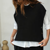 Piper Organic Cotton Knitted Vest in Black