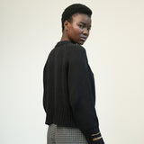 Sian Organic Cotton Knitted Cardigan in Black