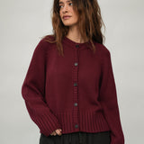 Sian Organic Cotton Knitted Cardigan in Bordeaux