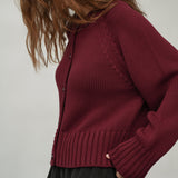 Sian Organic Cotton Knitted Cardigan in Bordeaux