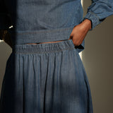 Violet-Leigh Organic Cotton Denim Skirt in Mid Blue
