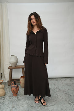 Victoria-Rae Organic Cotton Rib Shirt in Cacao