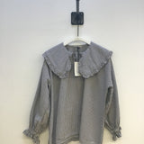 Camilla Organic Cotton Blouse in Navy & White Gingham XS Preloved