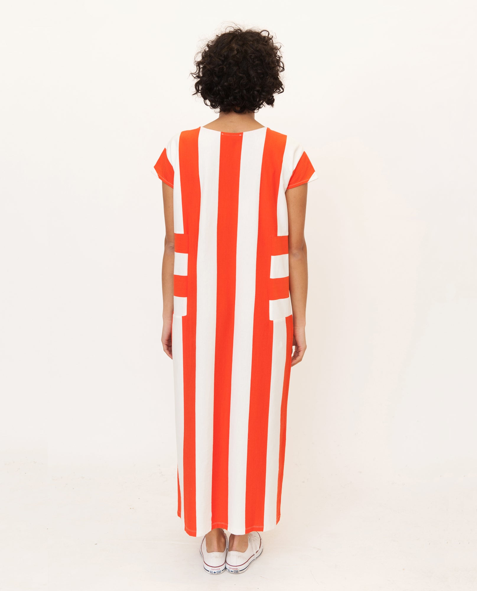 Carol Organic Cotton Dress in Cream and Paprika S Preloved