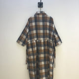 Clara-Cay Organic Cotton Brushed Twill Dress in Tan Check S Preloved