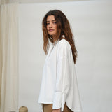 Luna Organic Cotton Poplin and Jersey Shirt in White