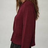 Sian Organic Cotton Knitted Cardigan in Bordeaux