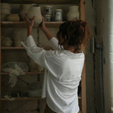 Luna Organic Cotton Poplin and Jersey Shirt in White