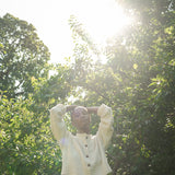 Sugi Cotton Linen Knit Cardigan in Off White