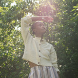 Sugi Cotton Linen Knit Cardigan in Off White