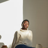 Isabella Lambswool Knitted Jumper in Off White Marl