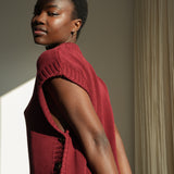 Piper Organic Cotton Knitted Vest in Bordeaux
