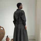 Cecilia Organic Cotton Corduroy Skirt in Charcoal