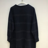 Lily-Ella Organic Cotton Sweater in Navy & Grey Stripe L Preloved
