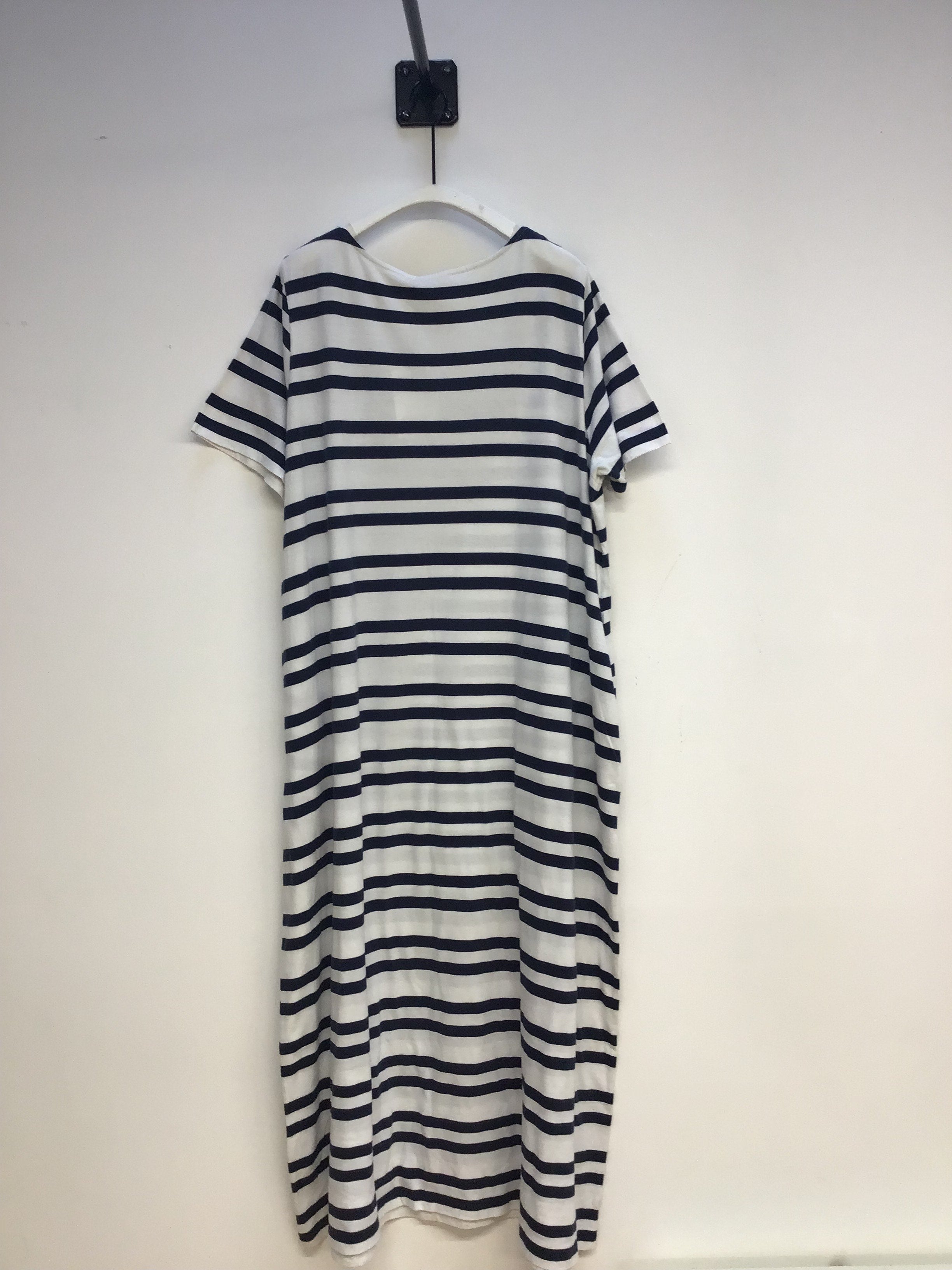 Viola-Sue Organic Cotton Dress in Navy & White Stripe L Preloved